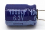 Конденсатор електролітичний 1000 uF 6,3V, 85C, d8 h12